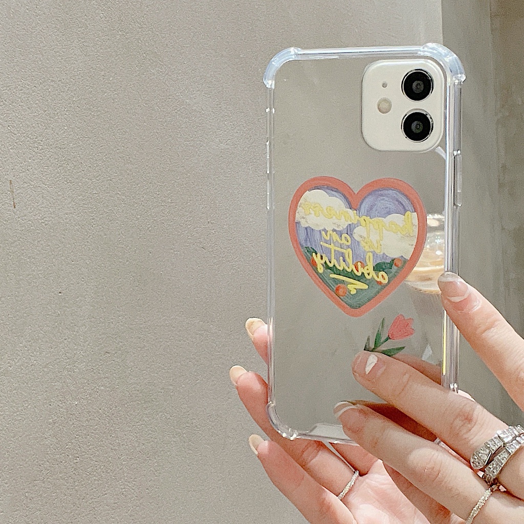 Ốp lưng iphone ốp Điện Thoại Mềm Gắn Gương Hình Trái Tim Hoạt Hình Cho iPhone 12 11 6/6plus/6s/6splus/7/7plus/8/8plus/x/xr/xs/11/12/Pro
