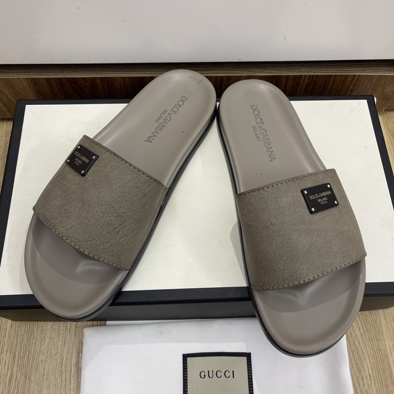 ( DA BÒ Thật ) Dép da nam da bò thật mới nhất đế xám khói kèm ảnh thật )