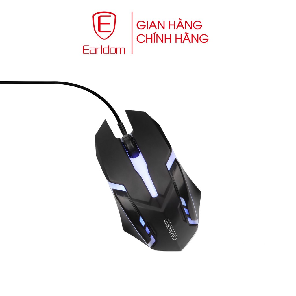 Chuột có dây thiết kế hầm hố bắt mắt, phím bánh xe di chuyển nhạy kèm dải đèn led sử dụng cảm ứng quanghọcEarldom ET-KM1