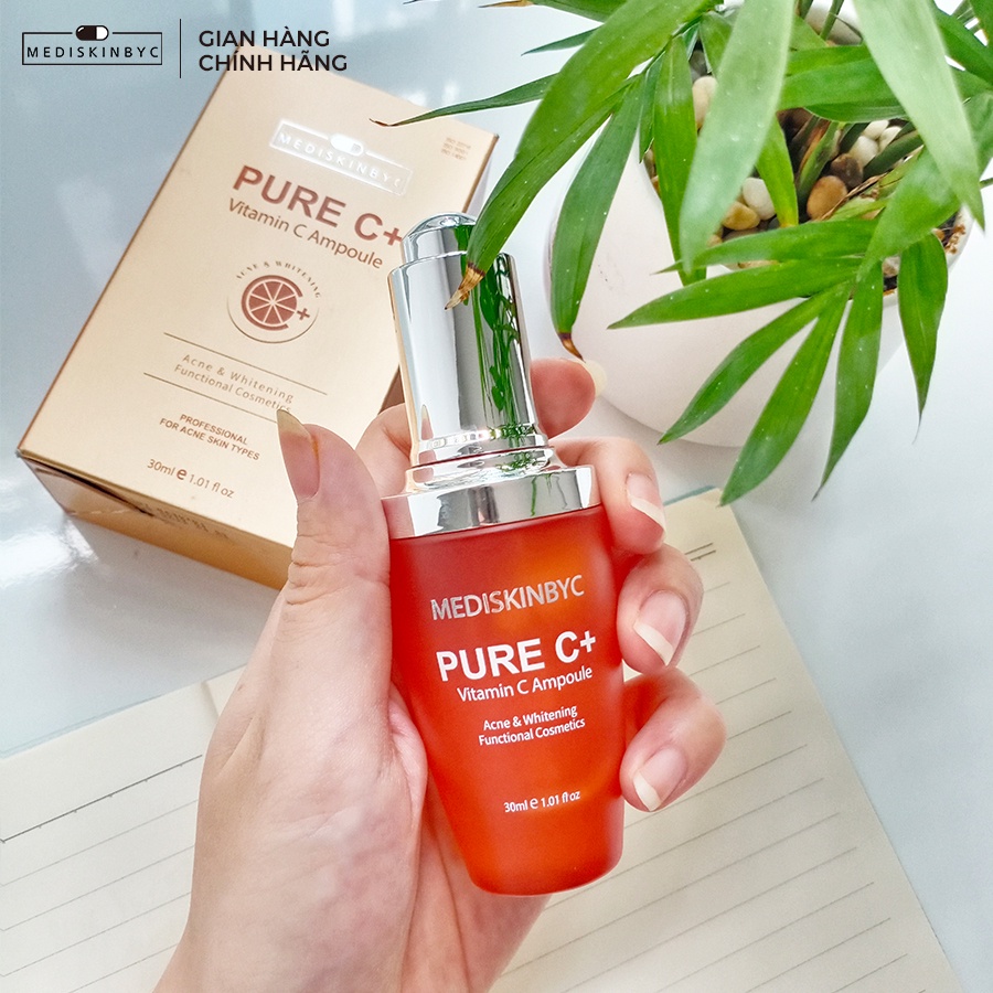 Serum vitamin c pure c+ ampoule Mediskinbyc 30ml, tinh chất dưỡng dậm đặc đẩy nhanh mụn ẩn, đều màu da