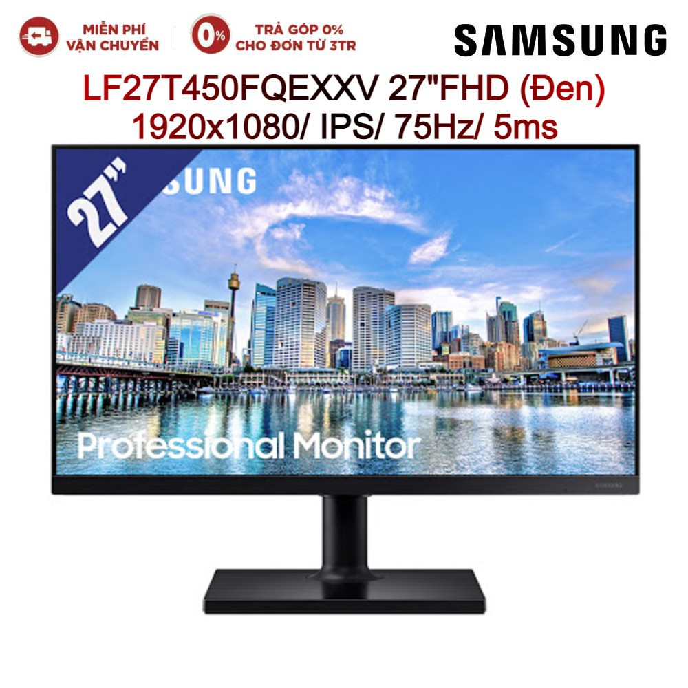 [Mã ELTECHZONE giảm 5% đơn 500K] Màn Hình LCD SAMSUNG LF27T450FQEXXV 27"FHD Đen 1920x1080/IPS/75Hz/5ms