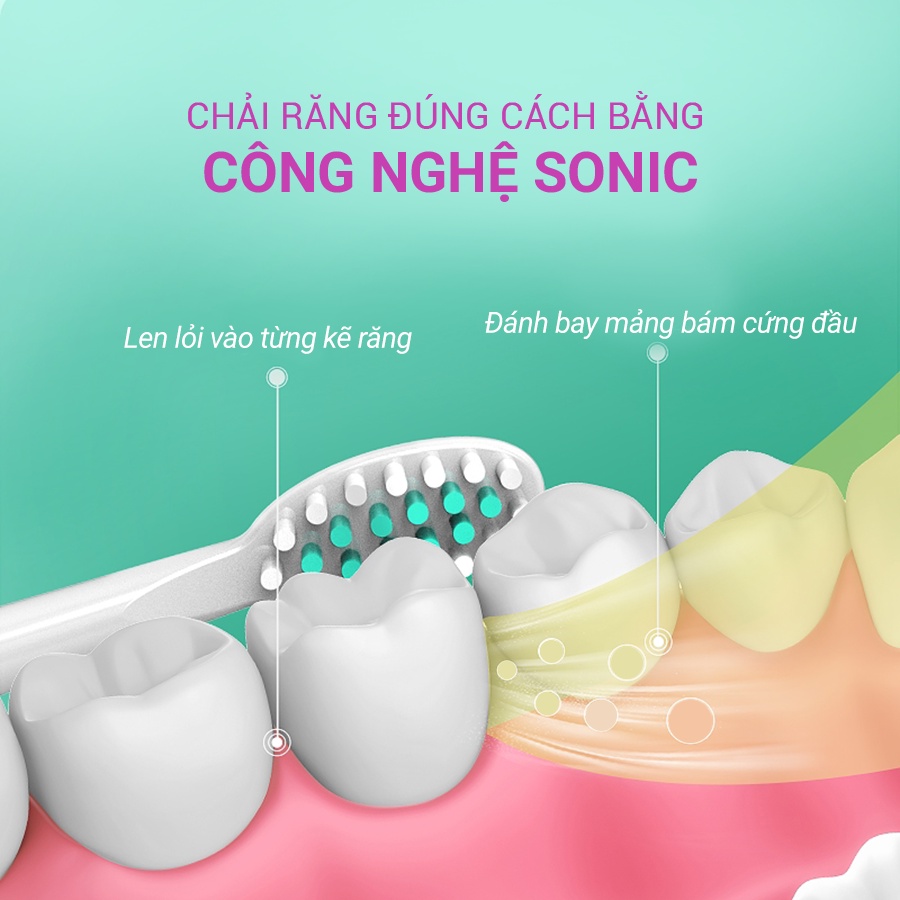 Bàn Chải Điện Sonic Life360 LE-BCD22A (Bản Cao Cấp) - Chải Sạch Mảng Bám Tới 10 Lần, Chống Nước IPX7 - Màu Trắng & Hồng