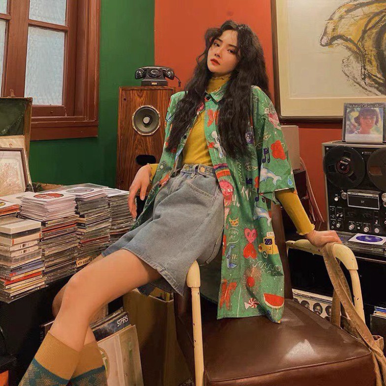 Áo sơ mi cộc tay hoa quả dáng thụng ulzzang thời trang nam nữ/ Áo khoác nhẹ dáng sơ mi cổ bẻ tay lỡ unisex | BigBuy360 - bigbuy360.vn