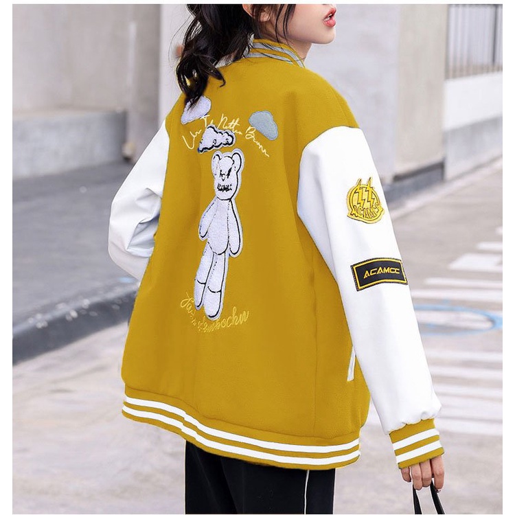 Áo Khoác Bomber Nữ Chữ A Chất Nỉ Dày Mịn Form Rộng Che Nắng Tốt Mặc Thoải Mái NEW UNISEX