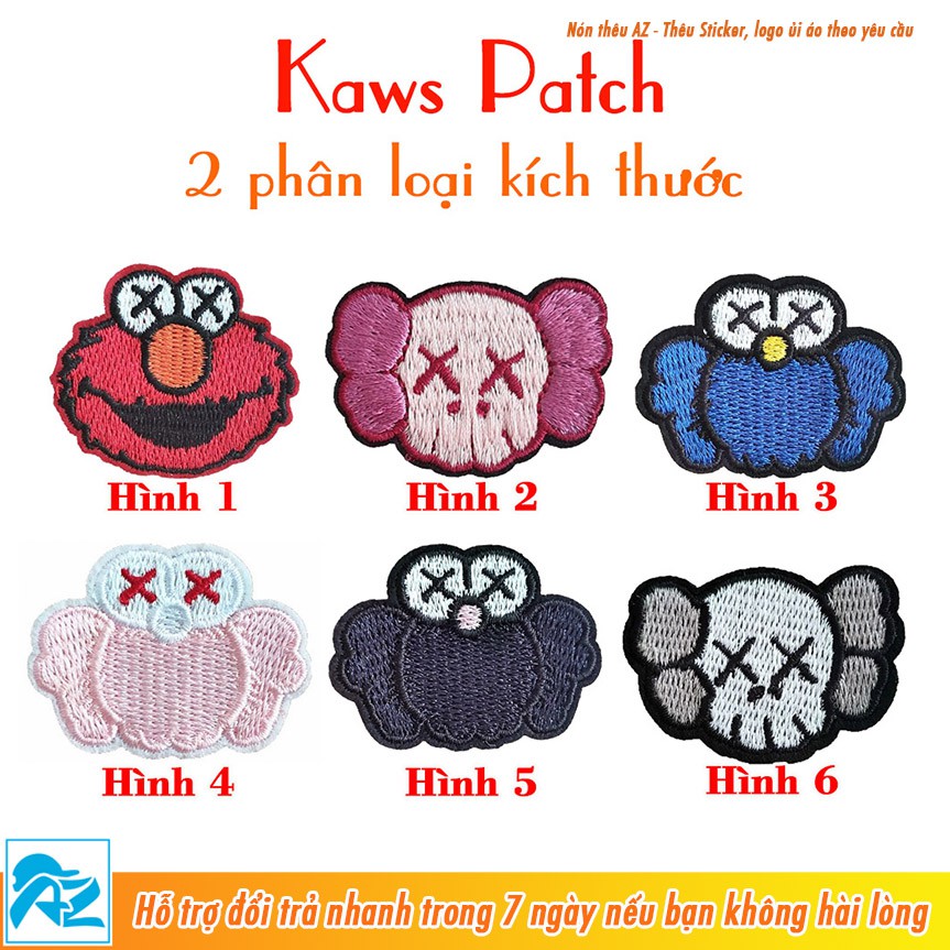 Patch vải thêu hình Kaws - Sticker Logo ủi quần áo balo Kaw S100