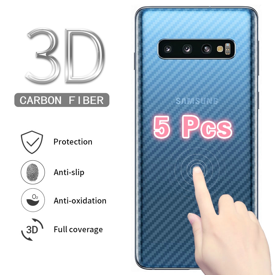 Bộ 5 Miếng Dán Sợi Carbon 3d Bảo Vệ Mặt Sau Cho Samsung Galaxy A7 A9 A8 A6 Plus 2018