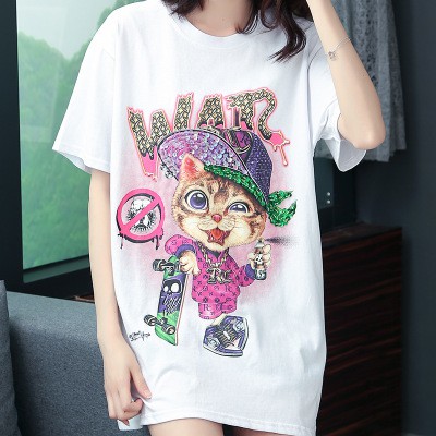 [ HÌNH THẬT, CÓ VIDEO] Áo phông nữ WAR tay lỡ cổ tròn in hình hót hít gắn đá sang trọng | BigBuy360 - bigbuy360.vn