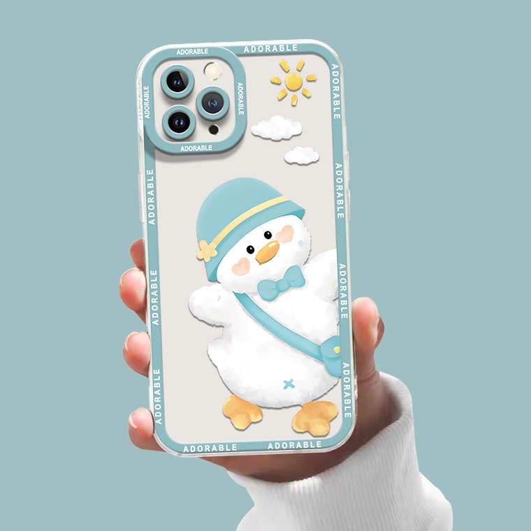 Ốp Điện Thoại Silicon Trong Suốt Họa Tiết Hoạt Hình Chú Vịt Cho IPhone 13 11 12 Pro Max Mini XS X XR 7 8 6 6S Plus