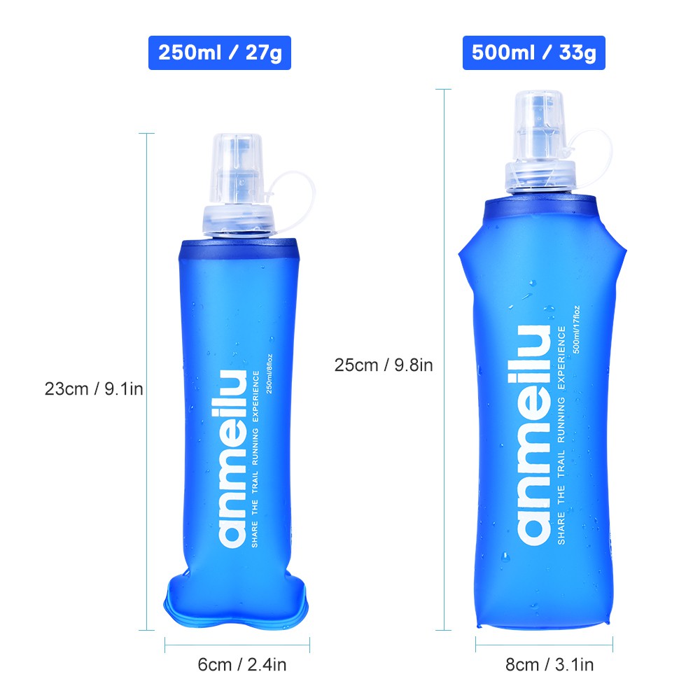 Bình nước 250ML/500ML bằng TPU mềm tiện dụng cho chạy bộ ngoài trời