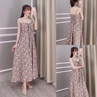 Váy maxi 2 dây đi biển dáng dài, đầm maxi hoa nhí sang chảnh đẹp xinh