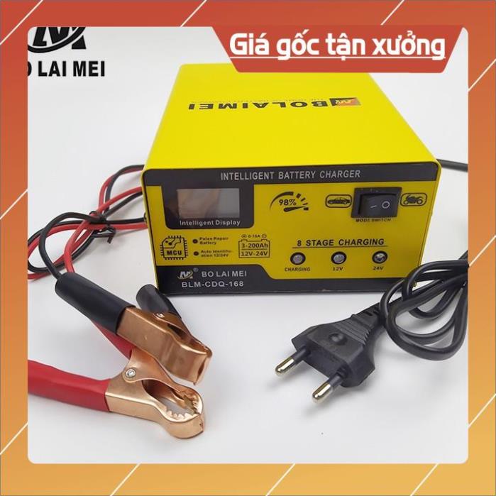 SALE Bộ sạc ắc quy 12v/24v 3AH - 200ah BT-168 máy sạc bình xe máy ôtô xe tải thông minh tự động ngắt khi đầy