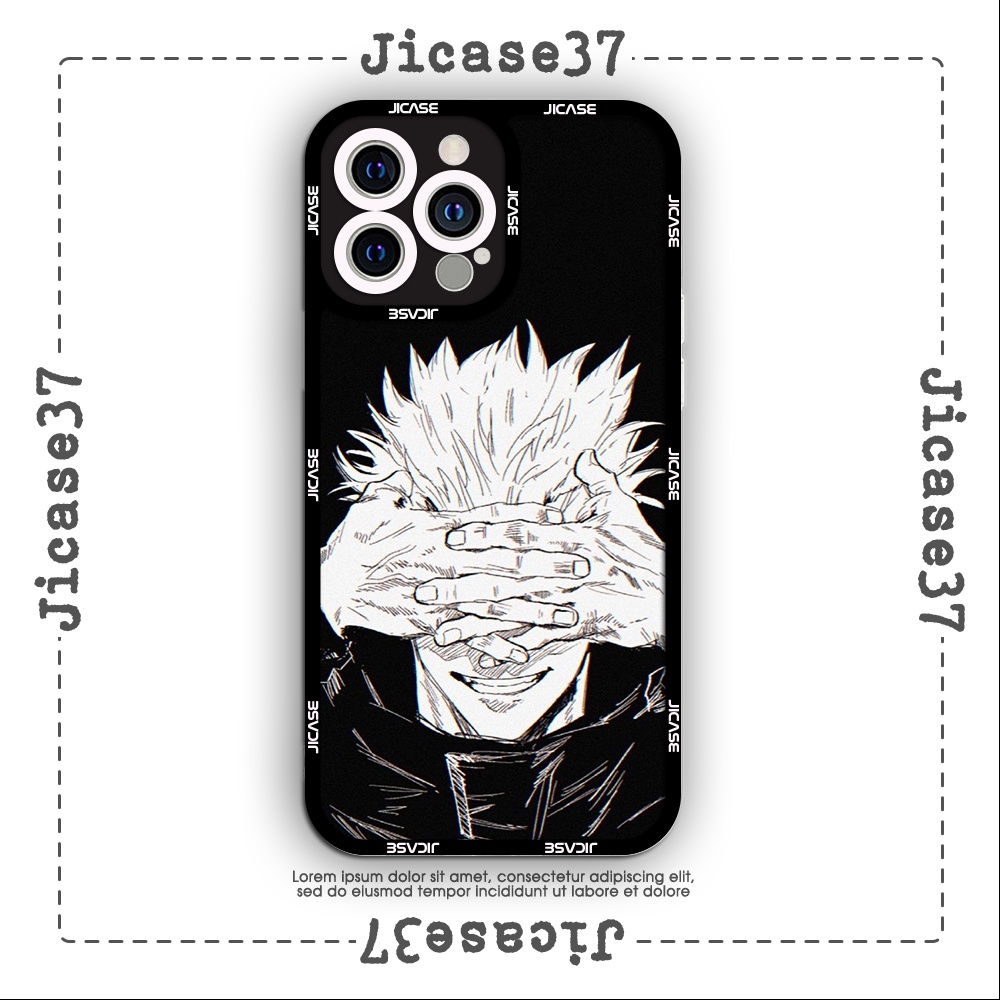 Ốp lưng iPhone Cạnh Vuông Samsung Xiaomi Oppo Jicase Gojo Satoru bịt mắt