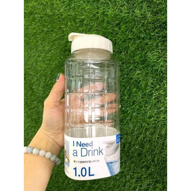 Bình đựng nước Lock and Lock 1000ml màu trắng,bình nhựa đựng nước cao cấp