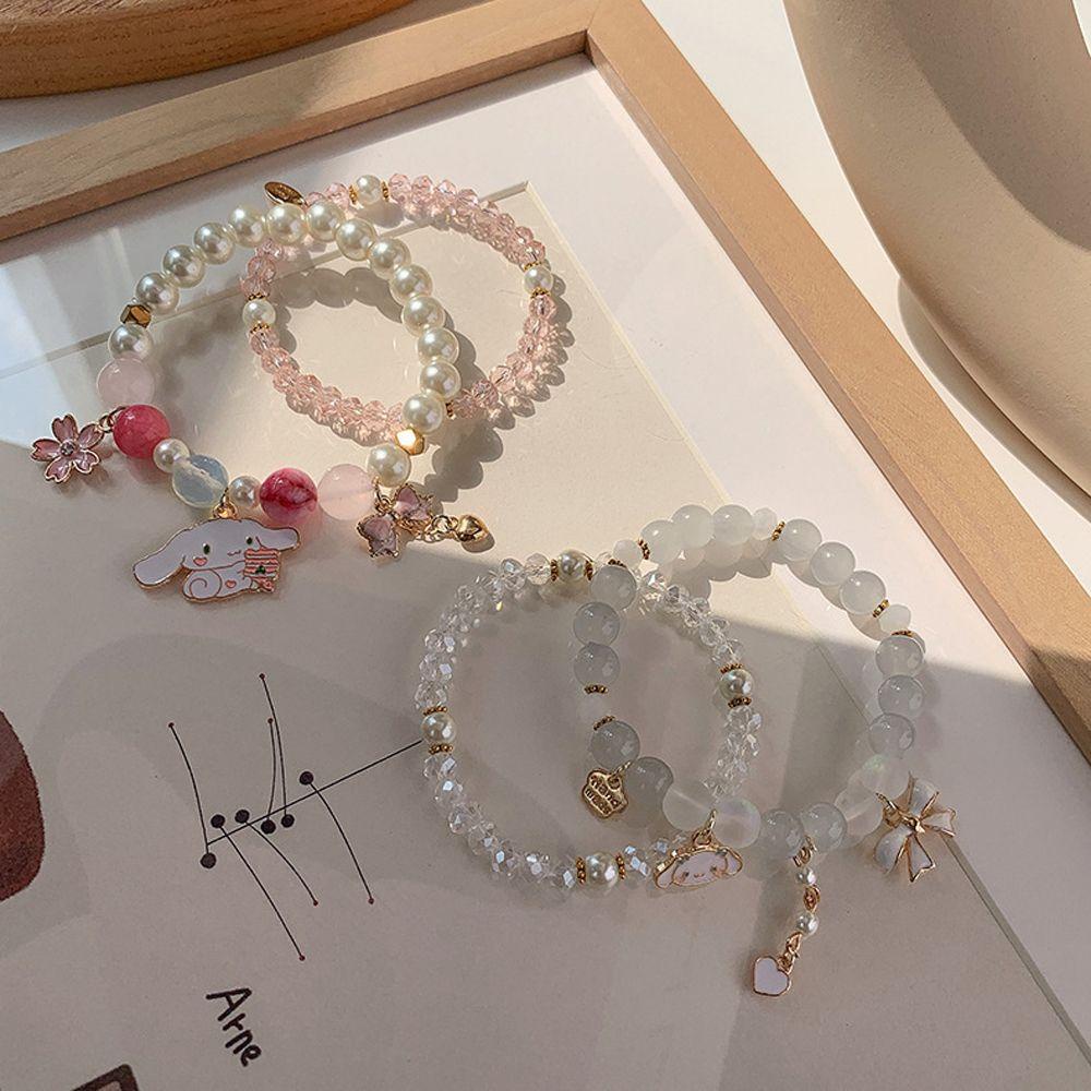 Qqmall.Vòng Đeo Tay Hai Lớp Thủ Công Mặt Nơ Hoa Thời Trang Cho Bạn Gái
