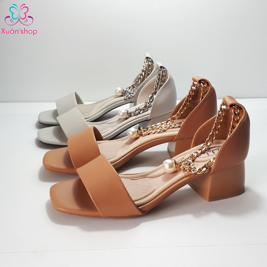 Sandal Daphne gót vuông phối quai dây xích thời trang (CÓ SẴN)