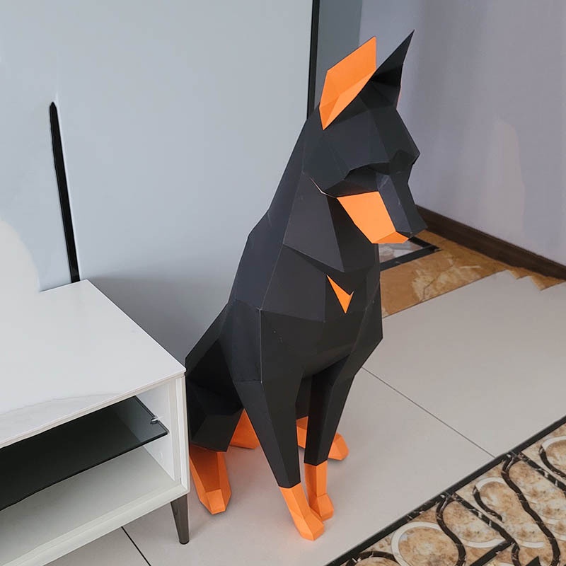 Mô Hình Chó Doberman 3d Handmade 100CM Màu Đen Trang Trí Phòng Trẻ Em