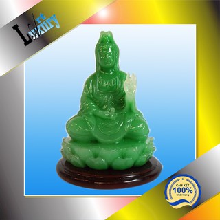 Tượng Quan Thế Âm Bồ Tát Ngồi xanh ngọc cao 9 cm  ,Tượng Phật để bàn làm việc TPT23  - Luxury Art