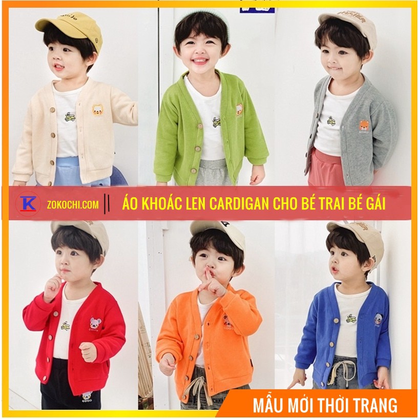 Áo Khoác Cardigan | Áo Len Tăm Mỏng Nhẹ Mẫu Mới Nhất Cho Bé Bé Trai Bé Gái Size Giữ Ấm Trong Tiết Trời Se Lạnh