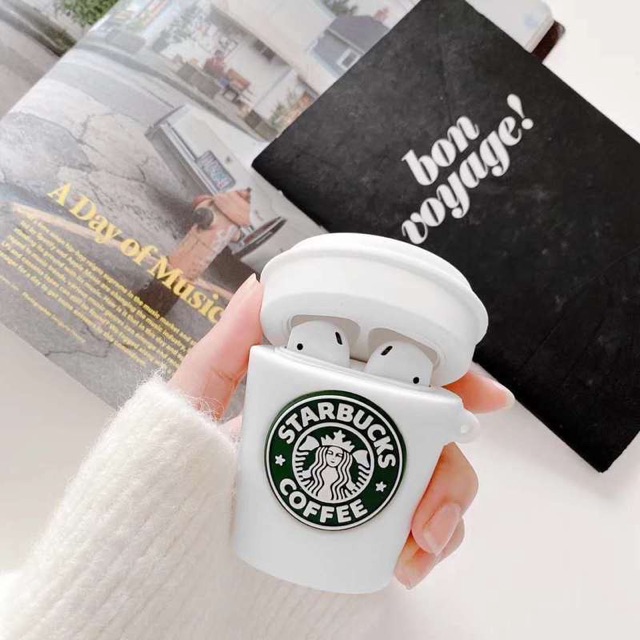 ☘️Tặng kèm móc☘️ Case bao airpod silicon 1 2 Pro 3 Cốc Starbucks trắng- Vỏ bọc đựng tai nghe không dây i11 i12 ..AirPods