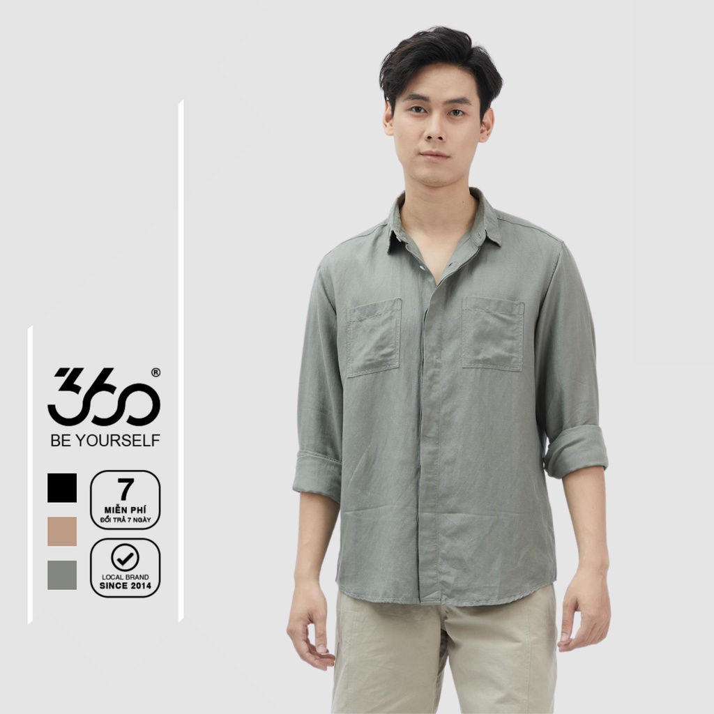 Áo sơ mi dài tay cổ bẻ thương hiệu thời trang nam 360Boutique chất liệu linen cao cấp - STDTK317