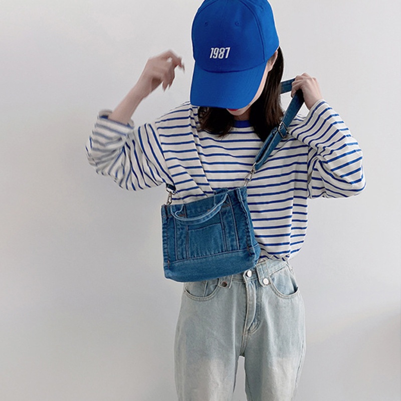 Túi đeo chéo vai bằng vải denim thời trang sành điệu cho nữ