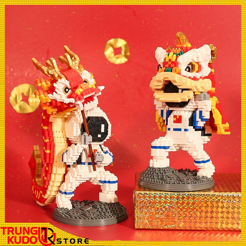 Mô hình Phi hành gia ban nhạc phát sáng dạng Đồ chơi xếp hình làm quà tặng, đồ decor