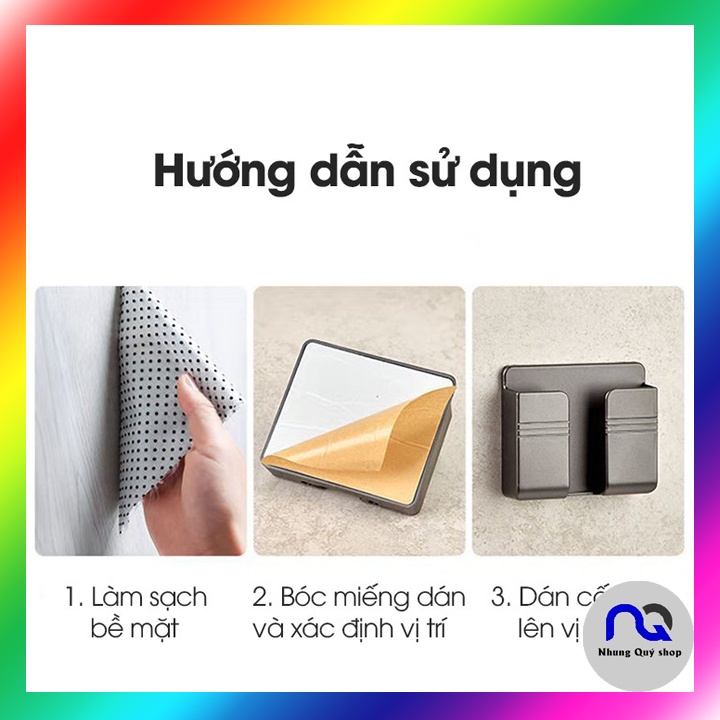 Kệ dán tường giá đỡ sạc điện thoại, điều khiển có khe hở để dây sạc tiện lợi chắc chắn