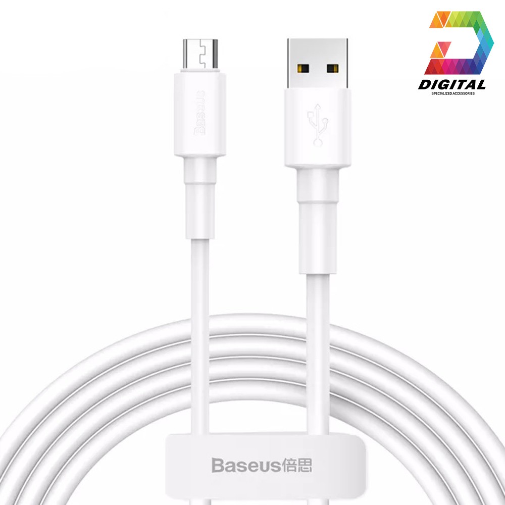 Cáp Sạc Nhanh Baseus Mini White Cổng Micro USB Chính Hãng ( Quick Charging &amp; Sync Data TPE Cable )