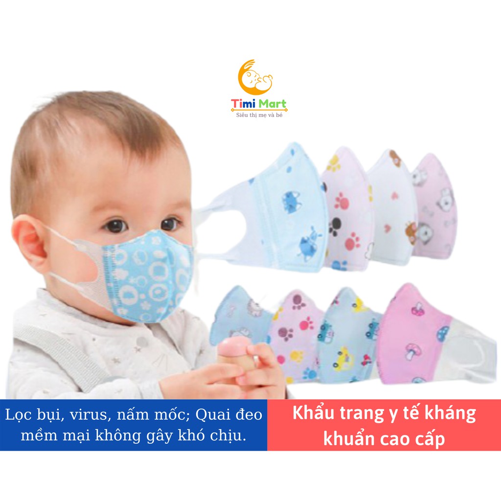 Khẩu trang trẻ em 3D Shinmom kháng khuẩn cao cấp, hàng đẹp cho bé từ 0 - 10 tuổi