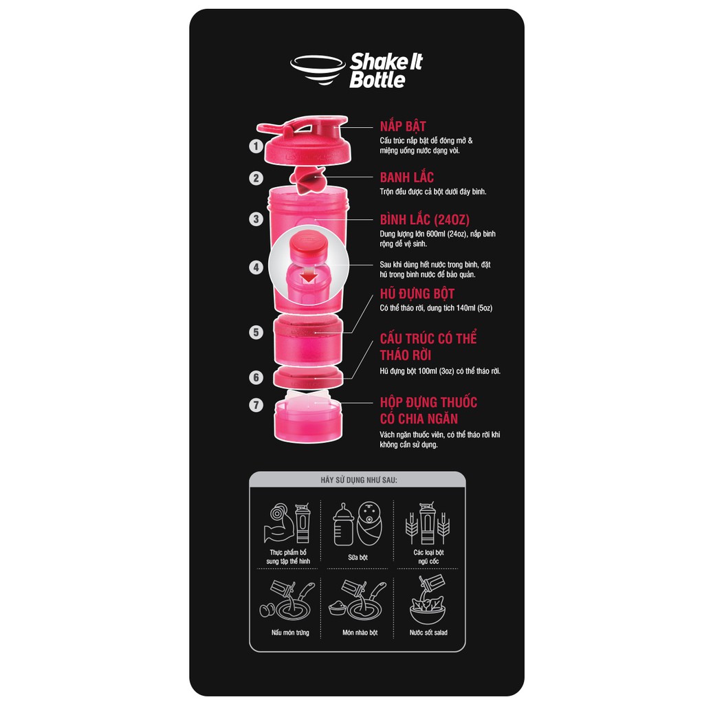 Bình Lắc SHAKE IT BOTTLE Lock&Lock - 600ml