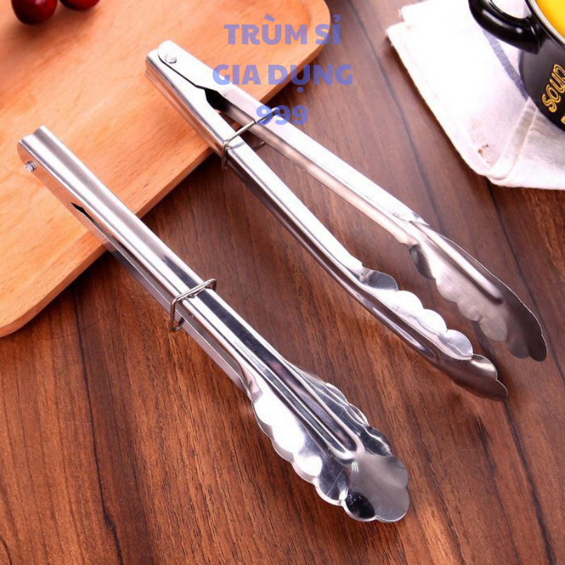 kẹp gắp thức ăn có khóa gài bằng inox, dụng cụ kẹp gấp thức ăn, gắp đá , gắp nóng, gắp đồ nướng cho gia đình mini