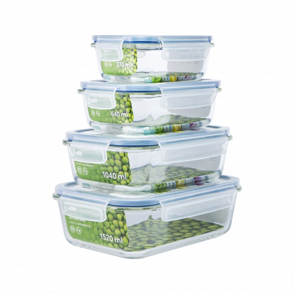 Hộp thủy tinh chịu nhiệt chữ nhật Nikko 370ml - 640ml -1040ml- 1520ml