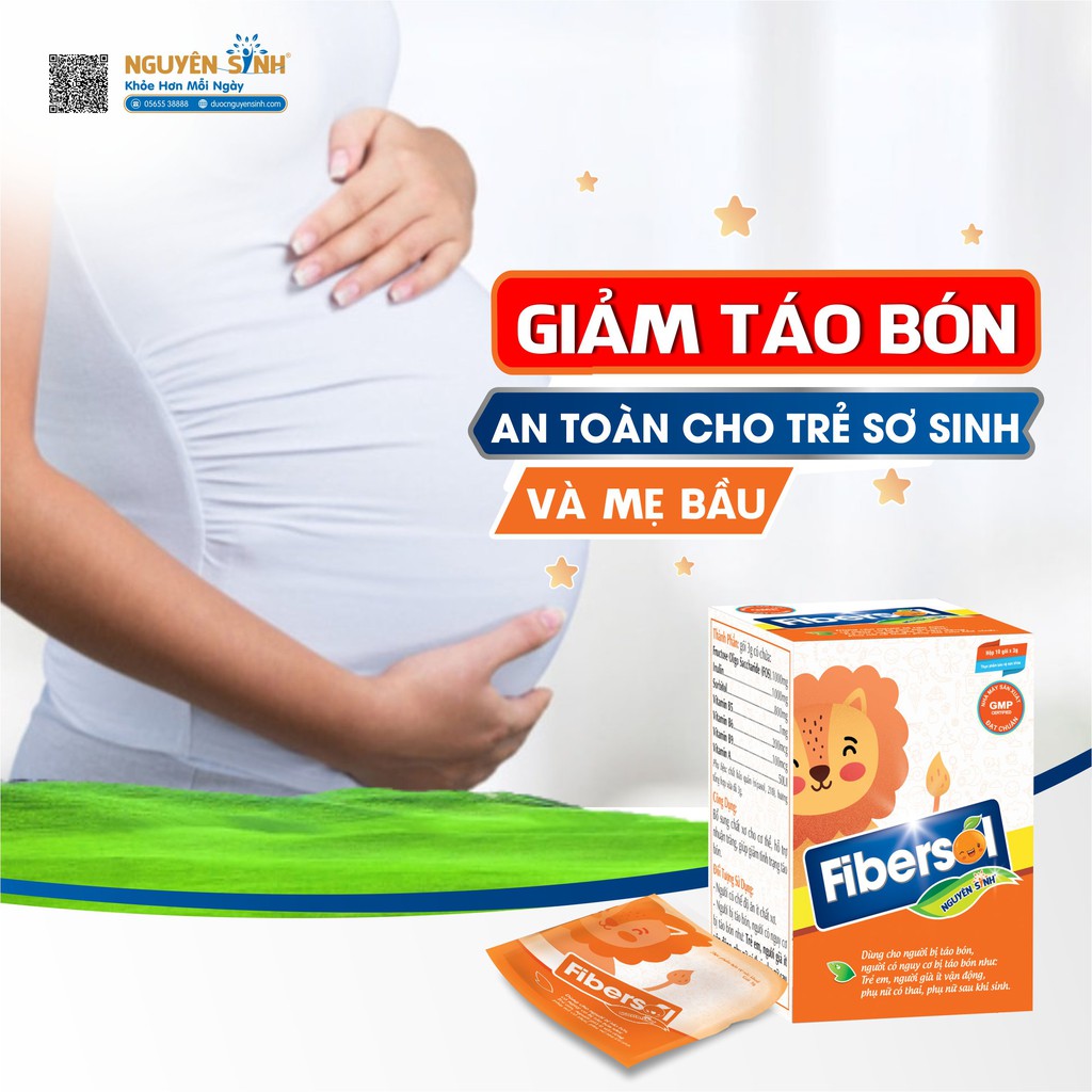 Fibersol Nguyên Sinh giảm nhanh táo bón cho bé từ 1 ngày tuổi, gói cốm 3g CF01