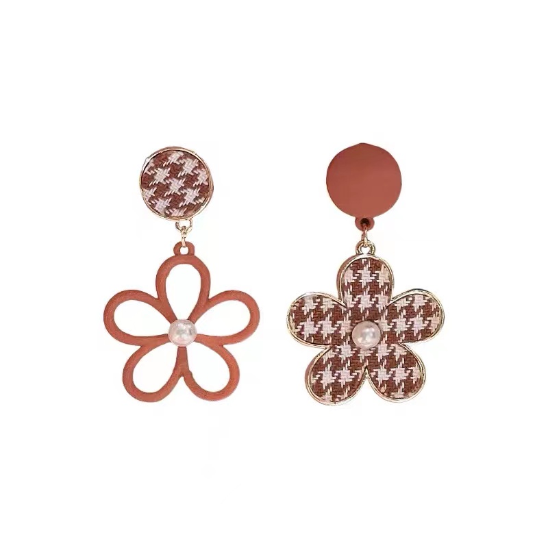 Bông Tai Bạc Hình Hoa Màu Cà Phê Thời Trang Hàn Quốc 2022 Mới