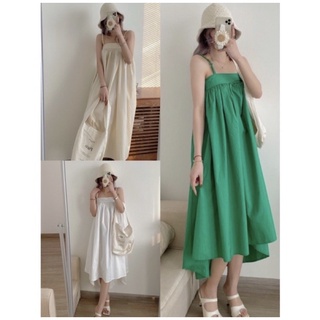 Đầm 2 dây babydoll dáng phồng dài - Elleni