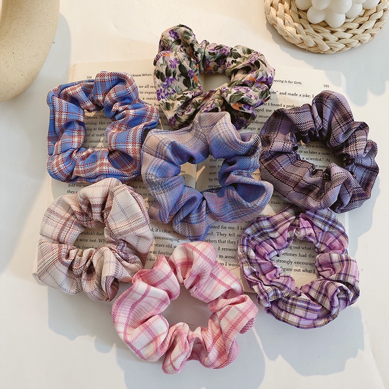 Dây Buộc Tóc Kẻ Sọc Caro Xinh Xắn Phong Cách Hàn Quốc Cho Nữ