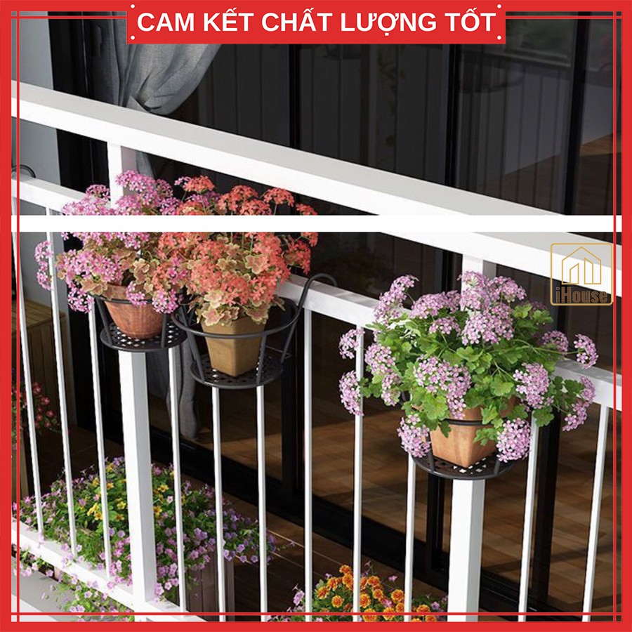 Kệ giá sắt để chậu hoa cây cảnh bền đẹp, Giỏ sắt treo ban công trồng cây đa năng tiện dụng iHouse