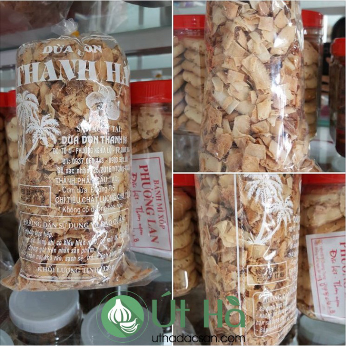 Dừa Sấy Giòn Quảng Ngãi Bịch 320Gr Sự Kếp Hợp Hoàn Hảo Cho Các Món Kem Chè, Sinh Tố, Cocktail - Út Hà Đặc Sản