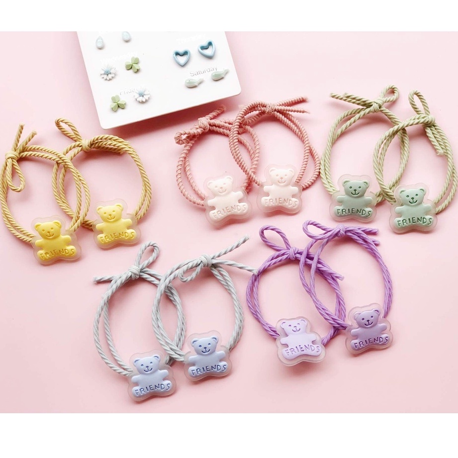 4 dây buộc tóc hình gấu/dâu tây/ khủng long/đám mây đáng yêu cho nữ