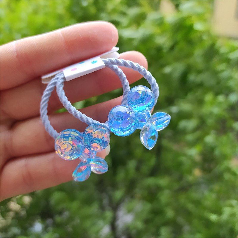 Set 2 dây cột tóc co giãn hình hoa lấp lánh dễ thương cho bé gái