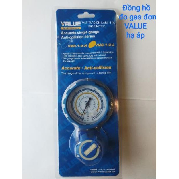 Đồng hồ đo nạp gas đơn hãng VALUE Cao áp - Hạ áp VMG-1-U-H VMG-1-U-L