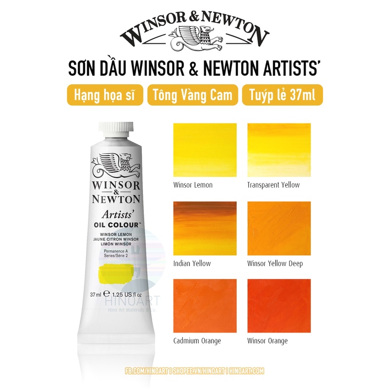 Tông vàng cam màu sơn dầu hạng họa sĩ Winsor &amp; Newton - tuýp 37ml