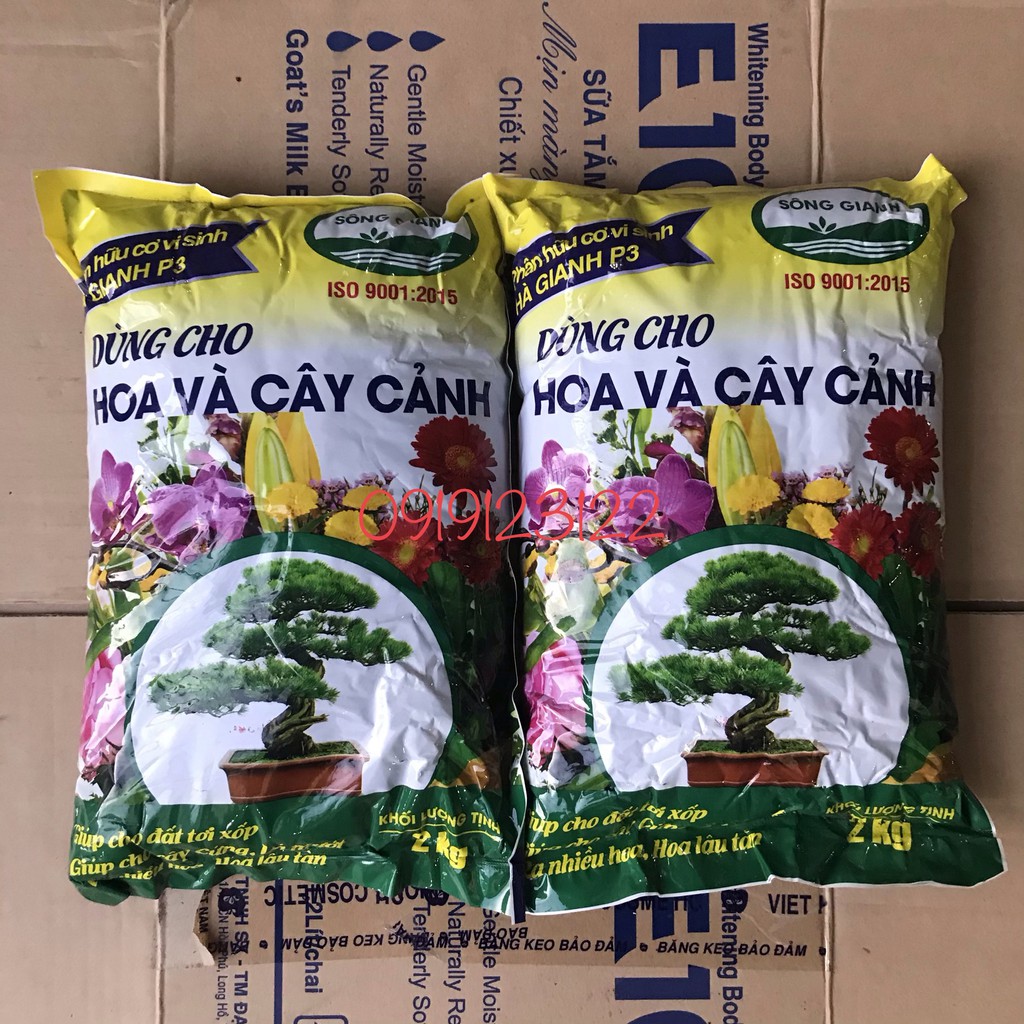 2KG Phân bón hữu cơ VI SINH SÔNG GIANH P3 chuyên dùng cho hoa cây cảnh