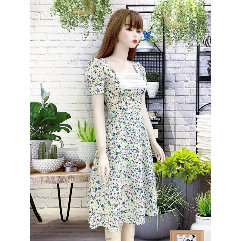 ĐẦM THIẾT KẾ ĐẦM XOÈ HOA VOAN LỤA CAO CẤP 2 màu