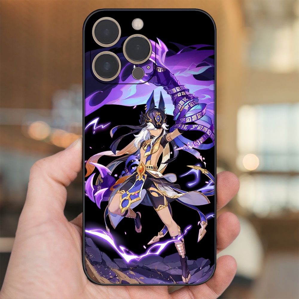 Ốp lưng iPhone 14 Pro dẻo đen cạnh vuông in hình Cyno Genshin Impact