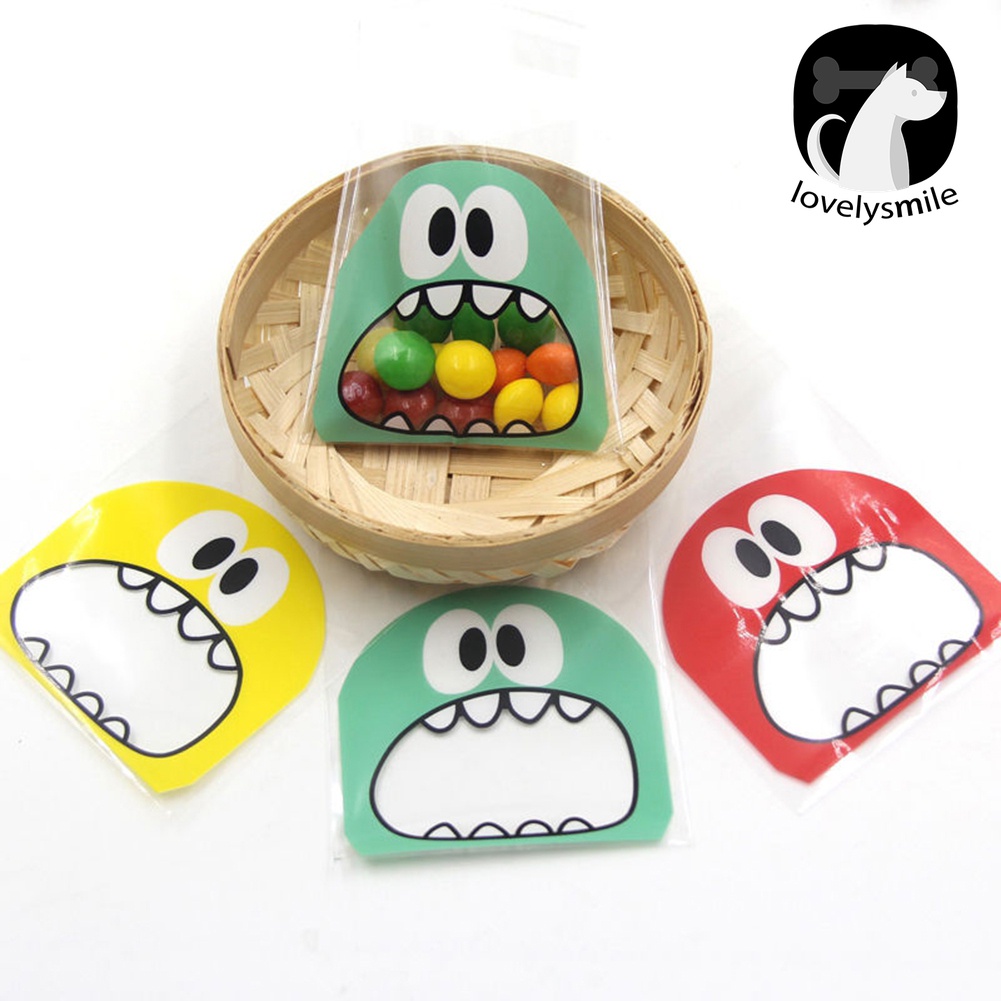 L ~♨ Bộ 100 Túi Nhựa Đựng Bánh Quy Xinh Xắn