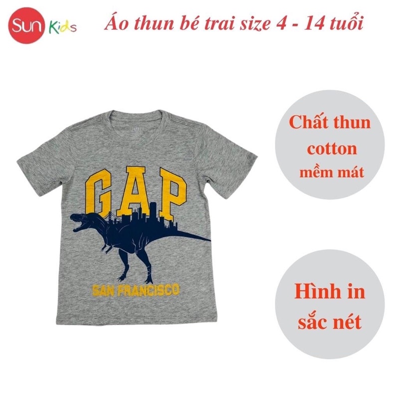 Áo thun bé trai, áo phông cho bé trai chất cotton nhiều màu, size 4-14 tuổi - SUNKIDS1