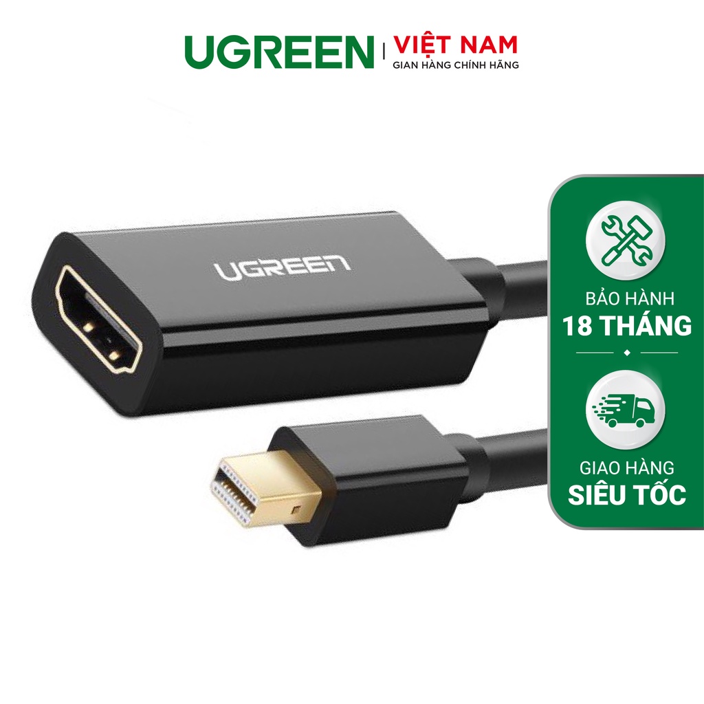 Cáp chuyển đổi UGREEN MD112 Mini DisplayPort đầu đực sang HDMI đầu cái, dài 25cm, hỗ trợ 4K*2K/30Hz