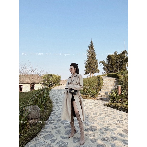 Áo măng tô da lộn mai phương bùi | BigBuy360 - bigbuy360.vn