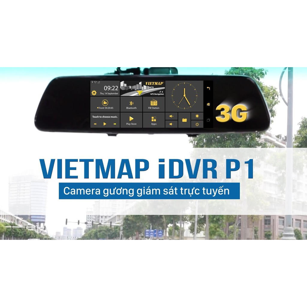 Camera hành trình Vietmap iDVR P2 GPS ghi hình trước sau định vị trực tuyến + Kèm Thẻ nhớ- Hãng phân phối